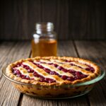 Cherry Pie with honey jar in background