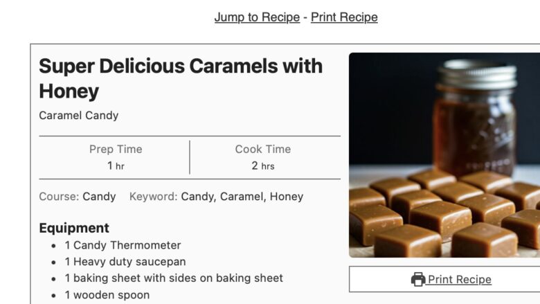 Excerpt from prize winning caramel recipe